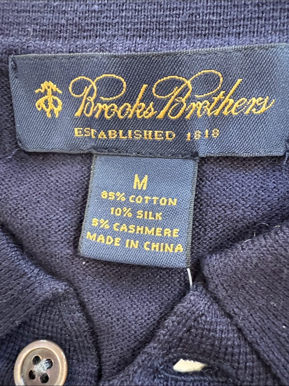 Brooks Brothers Navy Blue Long Sleeve Premium Knit Polo